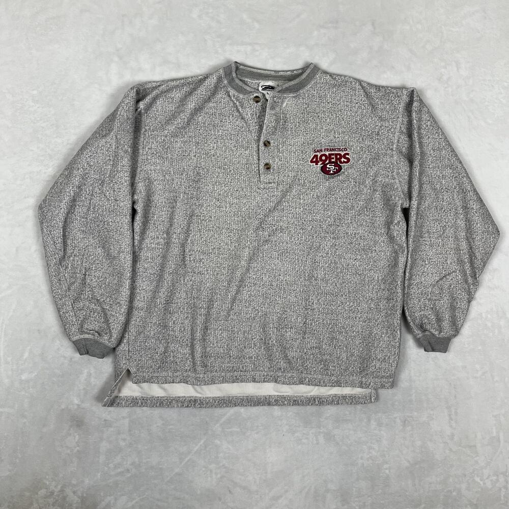 Vintage San Francisco 49ers Henley Sweatshirt Mens Large Gray Pro Edge